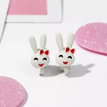 Серьги-клипсы детские «Выбражулька» зайчики, белые