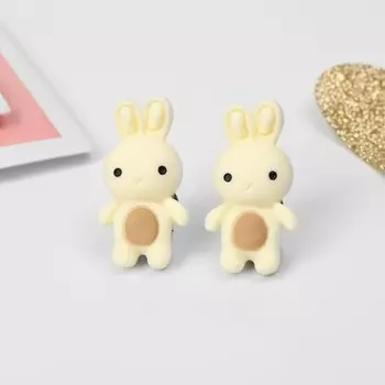 Серьги-клипсы детские «Выбражулька» зайка, бежево-коричневые