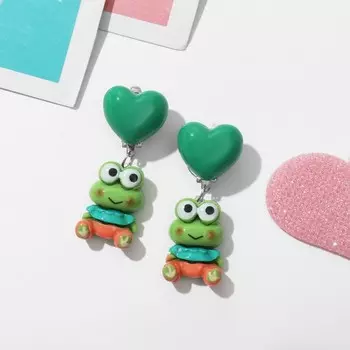 Серьги-клипсы детские «Выбражулька» животные, лягушки, цвет зелёный