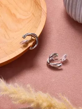 Клипсы для ушей QF «Тренд» полукруг, цвет серебро