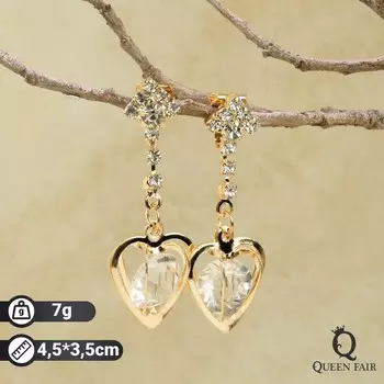 Клипсы для ушей QF «Грация», сердце объёмное, цвет МИКС