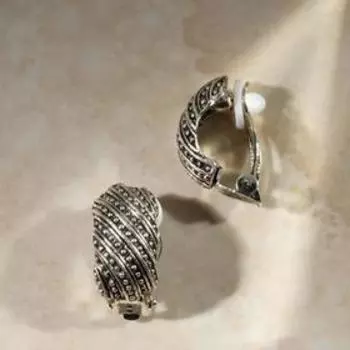 Клипсы "Грейс" диагональ, цвет чернёное серебро