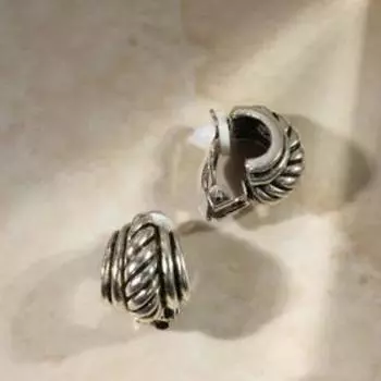 Клипсы "Грейс" колосок, цвет чернёное серебро