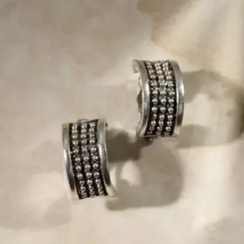 Клипсы для ушей QF «Грейс», шарики, цвет чернёное серебро