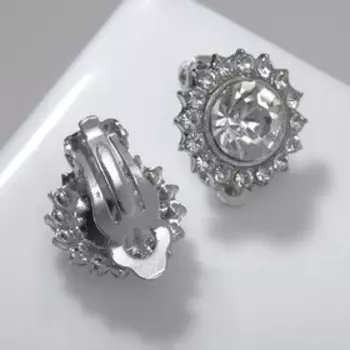 Клипсы для ушей QF «Подсолнух», цвет белый в серебре