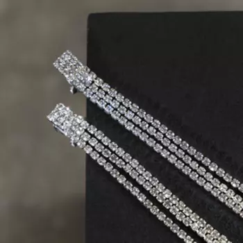 Клипсы для ушей QF «Лёд», классика, цвет белый в серебре