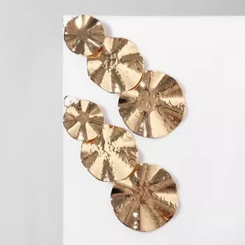 Клипсы для ушей висячие QF «Лёгкость», трио, цвет золото