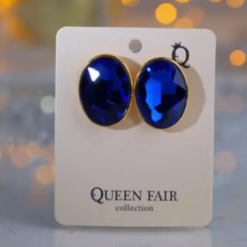 Клипсы «Вечеринка» овалы, цвет синий в золоте