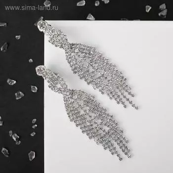 Клипсы для ушей QF «Вечеринка», переплетения, цвет белый в серебре