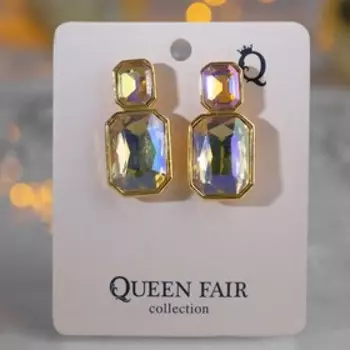 Клипсы «Вечеринка» ромбы, цвет радужный в золоте