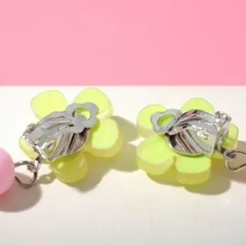 Клипсы "Выбражулька" цветок с бусиной симпл, цвет МИКС