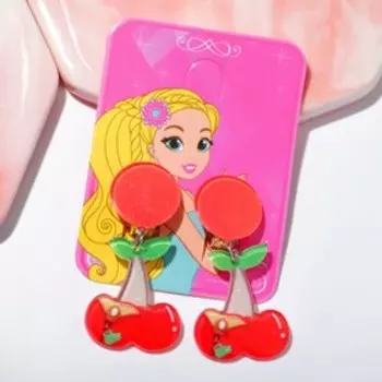 Серьги-клипсы детские «Выбражулька» лето, вишня, цветные