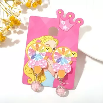 Клипсы «Леденец» с бусиной, цветные