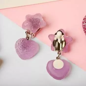 Клипсы "Звёздные сердечки", цвет МИКС