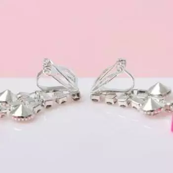 Клипсы "Звёздочки" стразы, цвет бело-малиновый