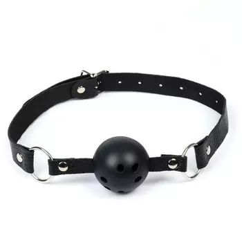 Кляп БДСМ Оки-Чпоки, классический, ПВХ, экокожа, черный 50 х 4,5 см