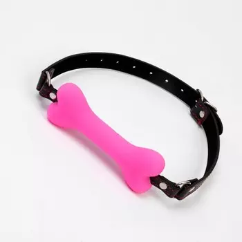 Кляп БДСМ «Косточка», 152.5 см, силикон, кожа, розовая