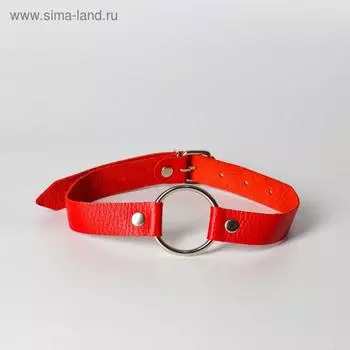 Кляп рамка БДСМ Sitabella, кожа, сталь, регулируемый ремень, D 45-50 мм, красный