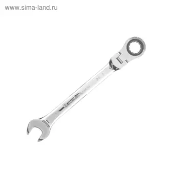 Ключ комбинированный трещоточный MATRIX 14845, CrV, шарнирный, зеркальный хром, 24 мм