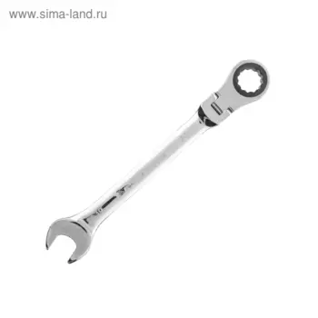 Ключ комбинированный трещоточный MATRIX 14872, CrV, шарнирный, зеркальный хром, 30 мм