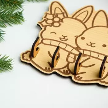 Ключница (4) "Зайчики", 12х14 см