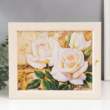 Ключница "Белые розы" молочный дуб 24х29 см