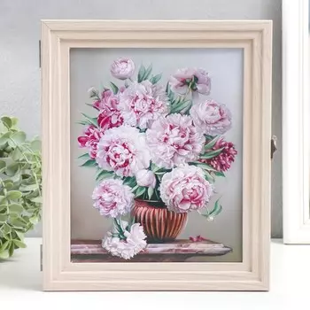 Ключница "Букет на мраморном столике" Пирамида Выбеленный дуб 30х25х5 см