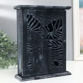 Ключница дерево 6 крючков "Резная монстера" 7х20х26,5 см