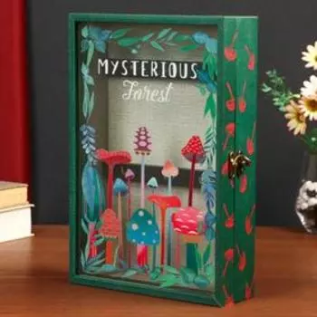 Ключница дерево кожзам "Грибочки" 30х20х7 см