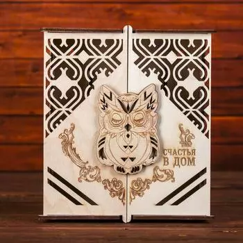 Ключница дерево "Сова Счастья в дом" 18х20,5х6 см