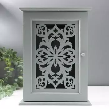 Ключница дерево "Узоры", серая 30х22,5х7 см