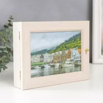 Ключница "Домики" молочный дуб 17х22 см