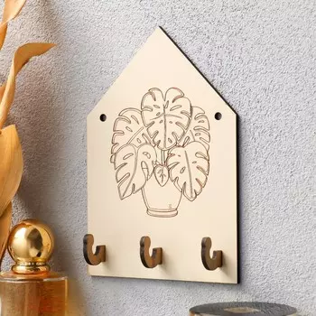 Ключница "Горшок с цветком" 10х15 см