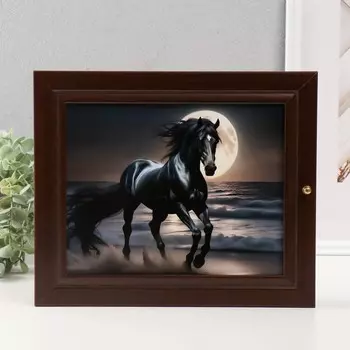 Ключница "Конь и луна" 26х31 см венге