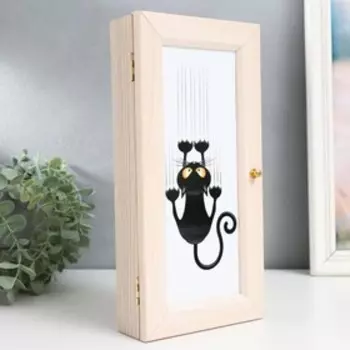 Ключница "Кот" 14х29 см молочный дуб