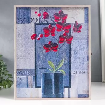 Ключница "Красные цветы" 24,9х30,7х5 см
