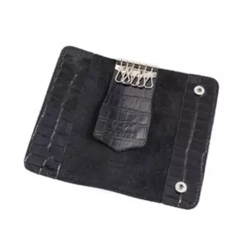 Ключница на кнопке, длина 15,2 см, цвет чёрный