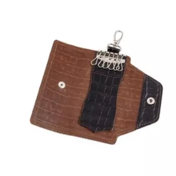 Ключница на кнопке, длина 15,2 см, цвет коричневый