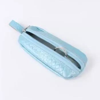 Ключница карманная на молнии TEXTURA, длина 14,5 см, кольцо, цвет голубой