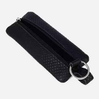 Ключница на молнии, длина 15 см, кольцо, цвет чёрный