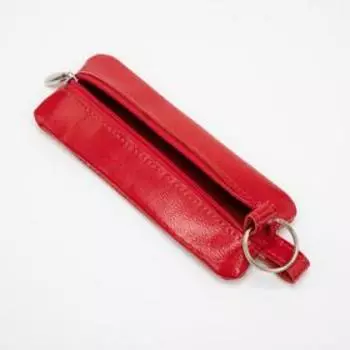 Ключница на молнии, длина 15 см, кольцо, цвет красный