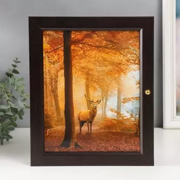 Ключница "Олень в лесу" венге 24х29 см