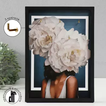 Ключница открытая "Цветы" 5 крючков, 23х32 см