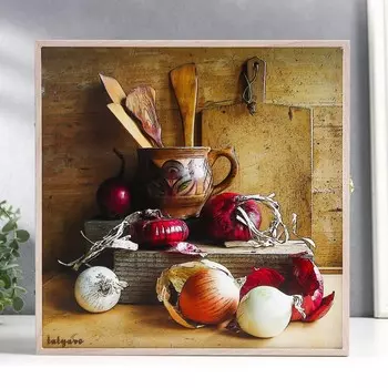 Ключница "Посуда и лучок" светлый дуб 30,7х30,7 см