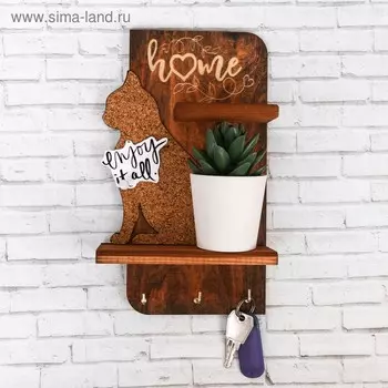 Ключница с пробковой доской "Кошка"