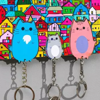 Ключница "Семья котов №3", 16х11х0,6 см