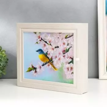 Ключница "Синичка" выбеленный дуб 31х26 см