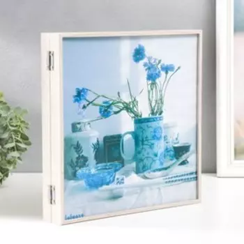 Ключница "Синие цветы" светлый дуб 30,7х30,7 см