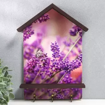 Ключница "Сиреневые цветы и бабочка" 21х29 см