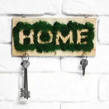 Ключница настенная со мхом «Home».